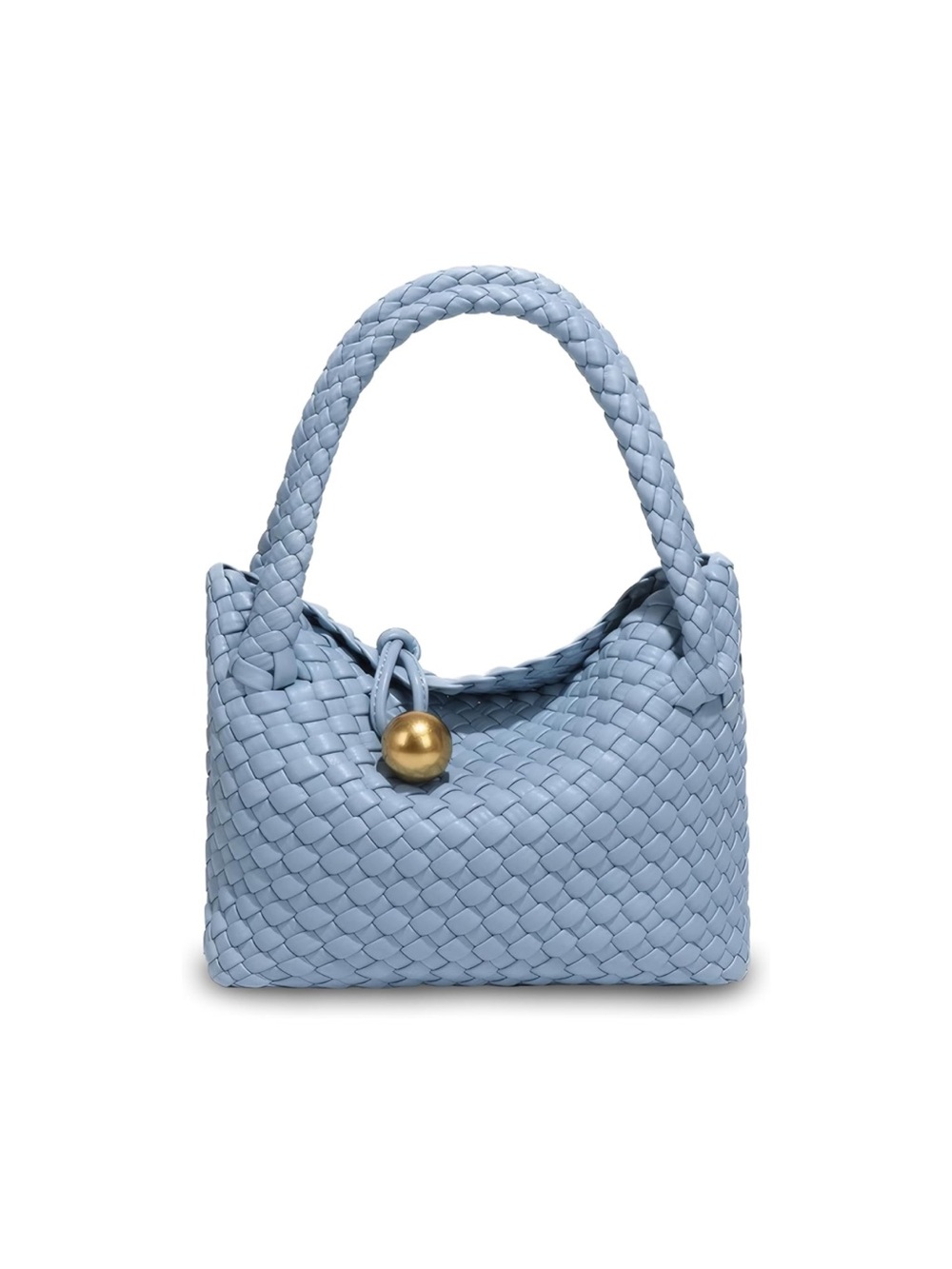 🩵🩵Woven Leather Top-Handle Bag in Light Blue nwot